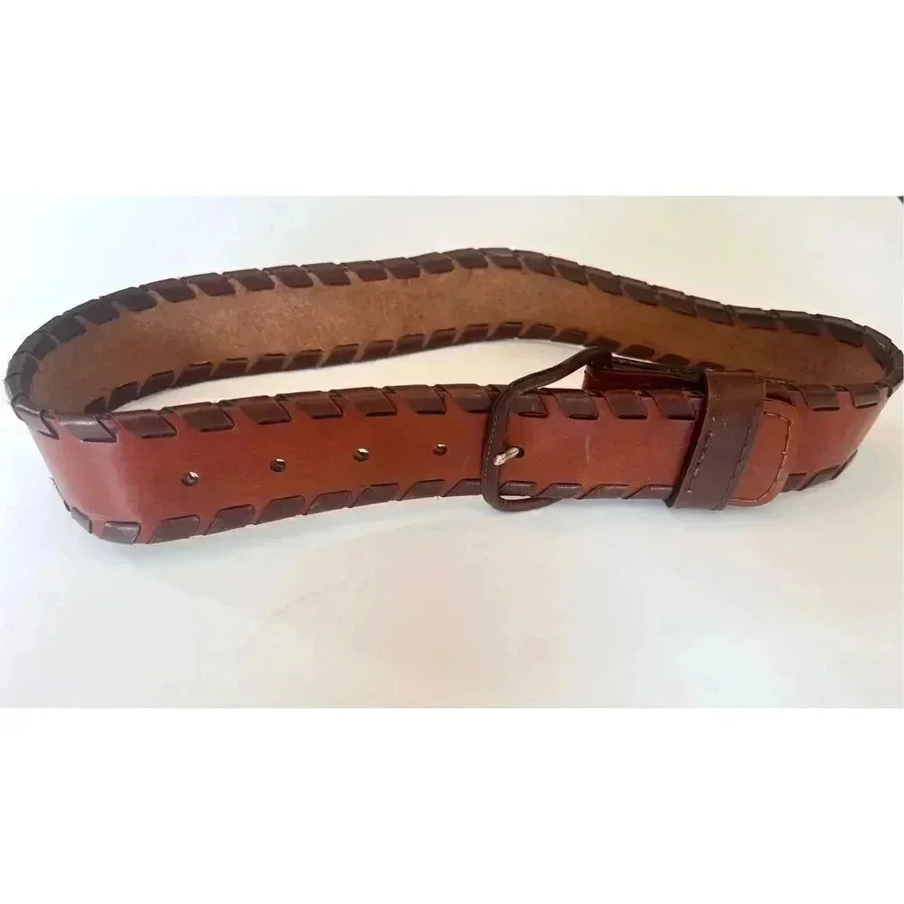 Vintage Brighton Brown‎ Tan Leather Vinyl Men’s Belt 31” Length